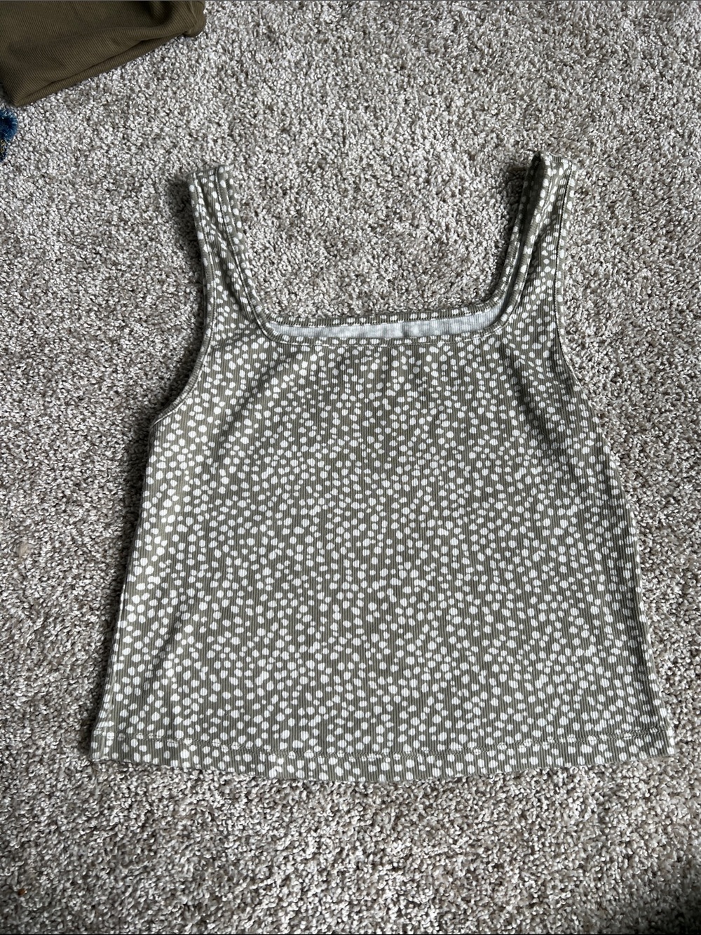 Women’s Square Neck Polka Dot Tank Top - Olive